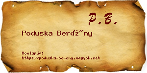 Poduska Berény névjegykártya